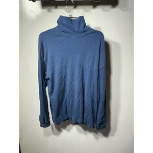 St. John's Bay Men's Blue Turtleneck Knit Sweater Cotton Blend Long Sleeve Large